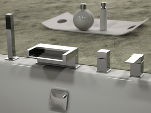 QUBIKA CASCATA - 4 hole bathtub set with hand shower - Tap by Remer Rubinetterie