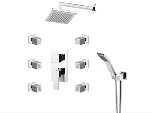 QUBIKA - Shower mixer with hand shower with overhead shower - Shower by Remer Rubinetterie