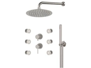X STYLE INOX - Stainless steel shower set with overhead shower - Shower by Remer Rubinetterie