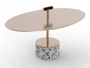 LIDO - Oval steel and marble grit garden side table - Side table by Rever