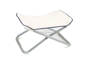 LINO - Folding linen and stainless steel garden footstool - Pouf by Rever