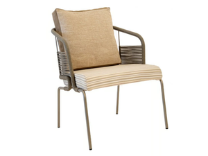 PIETRASANTA - Garden steel with rope easy chair with armrests - Armchair by Rever