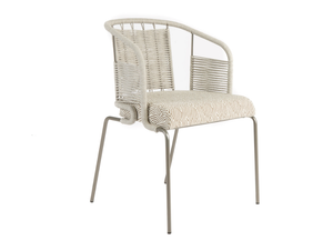 PIETRASANTA - Steel and rope garden chair with armrests and cushion - Accessories by Rever