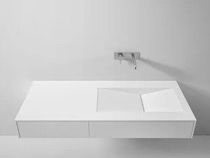 D_TAGLIO - Wall-mounted Corian® washbasin with drawers - Washbasin by Rexa