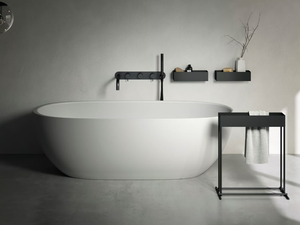 HOLE - Freestanding oval Korakril™ Ice White bathtub - Bathtub by Rexa