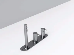 MAE - Stainless steel bathtub set with diverter with plate - Bathtub by Rexa