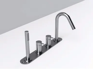 MAE - Stainless steel bathtub set with diverter with plate - Bathtub by Rexa