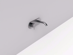 MAE - Wall-mounted stainless steel washbasin mixer with plate - Tap by Rexa