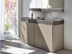 R1 - Lacquered single vanity unit - Washbasin cabinet by Rexa