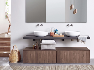 R1 - Sectional walnut vanity unit - Washbasin cabinet by Rexa
