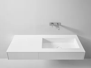 RETTANGOLARE LAVABI - Wall-mounted Corian® washbasin with drawers - Washbasin by Rexa