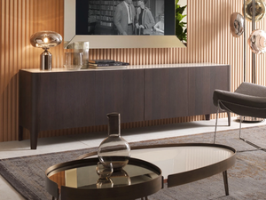 CROSS - Thermo-treated coke oak sideboard with doors - Cabinet by RIFLESSI