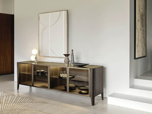 CROSS - Wood and glass sideboard with doors - Cabinet by RIFLESSI