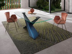 LIVING - Fixed table with crystal top - Table by RIFLESSI