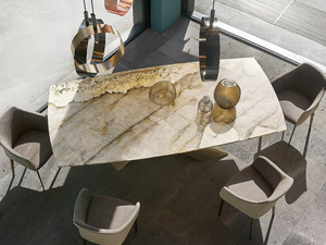 LIVING - Fixed table with natural stone top - Table by RIFLESSI