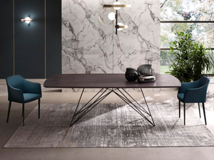 PEGASO - Fixed and extending table with wooden top - Table by RIFLESSI