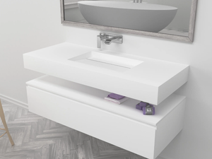 ALABAMA - Wall-mounted single rectangular Corian® washbasin - Washbasin by RILUXA
