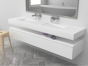 CANADA - Wall-mounted double rectangular Corian® washbasin - Washbasin by RILUXA