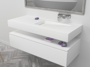 CANADA - Wall-mounted single rectangular Corian® washbasin - Washbasin by RILUXA