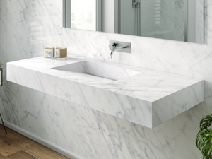 CARRARA C1 - Single Carrara marble washbasin with integrated countertop - Washbasin by RILUXA