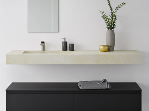 CREMA MARFIL - Wall-mounted single washbasin with integrated countertop - Washbasin by RILUXA