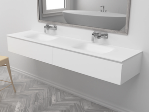 NEVADA - Wall-mounted vanity unit with drawers - Washbasin cabinet by RILUXA