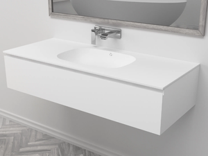 PEACE - Single wall-mounted Corian® vanity unit - Washbasin cabinet by RILUXA