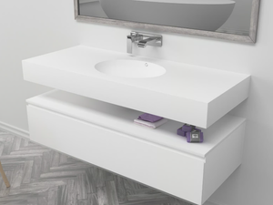 PURITY - Wall-mounted single oval Corian® washbasin - Washbasin by RILUXA