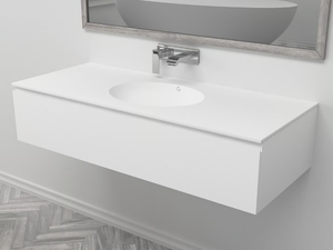 RED - Single wall-mounted vanity unit with drawers - Washbasin cabinet by RILUXA