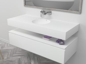 RELAX - Wall-mounted single round Corian® washbasin - Washbasin by RILUXA