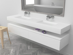 TENNESSEE - Wall-mounted double rectangular Corian® washbasin - Washbasin by RILUXA