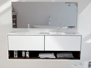 TORONTO CARTHAGE - Double wall-mounted Corian® vanity unit - Washbasin cabinet by RILUXA