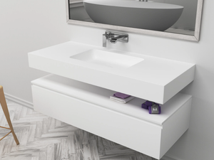 TORONTO - Wall-mounted single rectangular Corian® washbasin - Washbasin by RILUXA