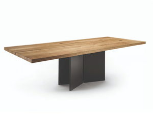 AMBO - Rectangular table with iron base and solid wood top - Table by Riva 1920