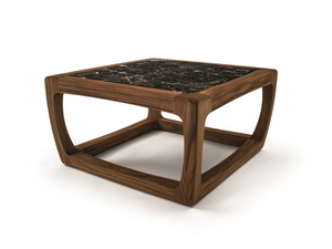 BUNGALOW SIDE TABLE - Square solid wood coffee table with marble top - Coffee table by Riva 1920