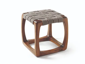 BUNGALOW STOOL - Low teak garden stool with fabric seat - Stool by Riva 1920