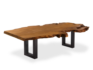 KAURI AUCKLAND - Rectangular table with Kauri solid wood top and iron base - Table by Riva 1920