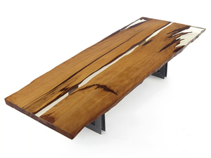 KAURI BEAM - Rectangular table with Kauri solid wood and iron base - Table by Riva 1920