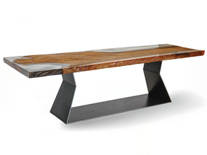 KAURI BEDROCK - Rectangular table with Kauri solid wood and iron base - Table by Riva 1920