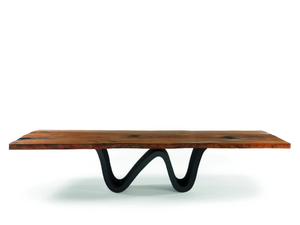 KAURI BREE E ONDA - Rectangular table with kauri solid wood and iron base - Table by Riva 1920