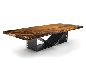KAURI CIAK - Rectangular table with Kauri solid wood top and iron base - Table by Riva 1920