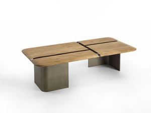 KAURI DELTA - Rectangular coffee table with wood and resin top - Coffee table by Riva 1920