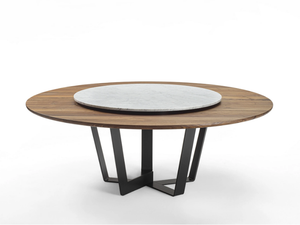 KOHI TABLE - Round solid wood table with marble Lazy Susan - Table by Riva 1920