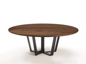 KOHI TABLE - Round table with solid wood top and iron base - Table by Riva 1920