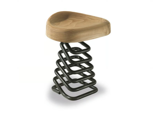 MOLLA - Low solid ceda rwood stool with iron base - Stool by Riva 1920