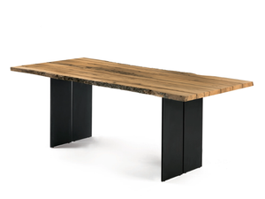 NATURA BRICCOLA - Table with briccola wood top anche iron base - Table by Riva 1920