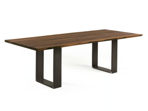 NEWTON NATURAL SIDES - Rectangular table with solid wood top and iron base - Table by Riva 1920