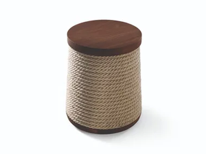 ROPE - Low stool in solid wood and hemp rope - Stool by Riva 1920