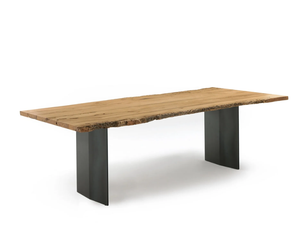 SKY-NATURA BRICCOLA - Rectangular table with briccola wood top and iron base - Table by Riva 1920