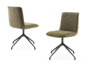 SOFT - Swivel upholstered trestle-based leather chair - Chair by Riva 1920